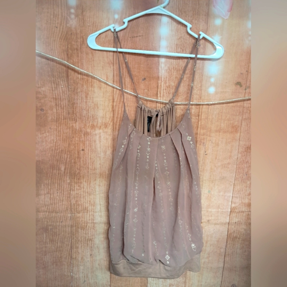 Maurices Taupe Metallic-Accent Spaghetti Strap Tank